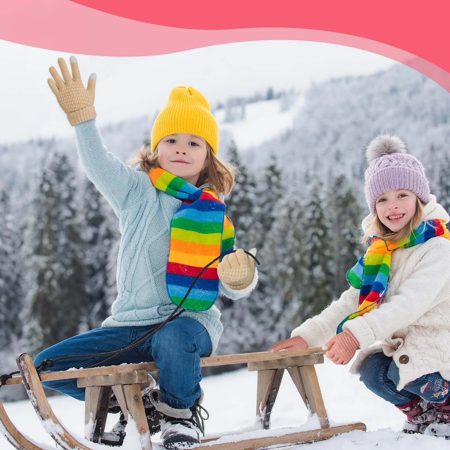 TAGVO Guantes de Punto para Niños Pequeños - 3 Pares de Invierno Con Dedos Completos para 5-15 Años - Elásticos Mitones